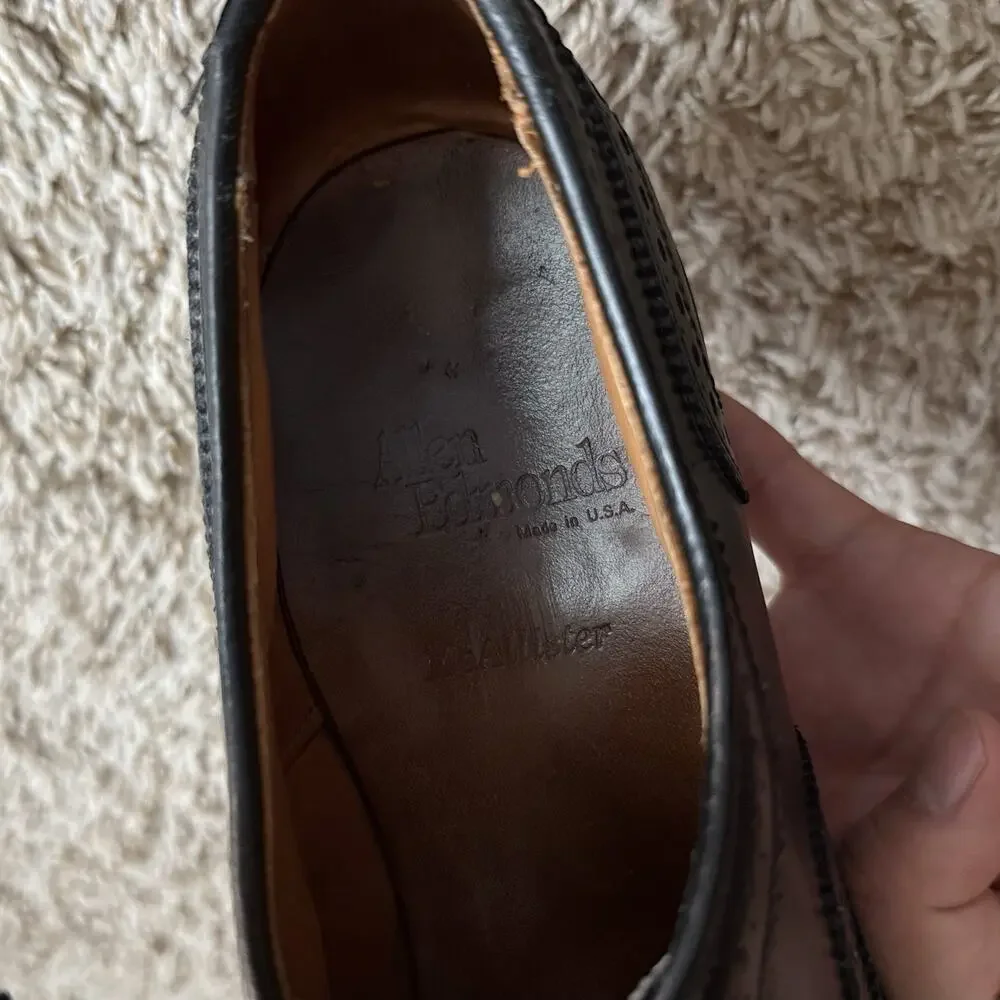Allen Edmonds McAllister 6205 Men's Black Leather Wingtip Brogue Oxford Size 9 D